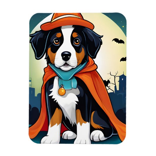 Berner Mountain Dog Puppy Halloween Magneet (Verticaal)