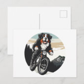 Berner Mountain Dog Riding A Mountain Bike Briefkaart (Voorkant / Achterkant)