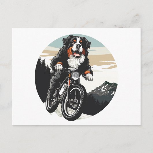 Berner Mountain Dog Riding A Mountain Bike Briefkaart (Voorkant)