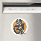 Berner Mountain Dog Riding A Mountain Bike Magneet (Insitu (Vaatwasser))