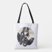 Berner Mountain Dog Riding A Mountain Bike Tote Bag (Achterkant)