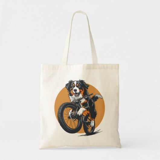 Berner Mountain Dog Riding A Mountain Bike Tote Bag (Voorkant)