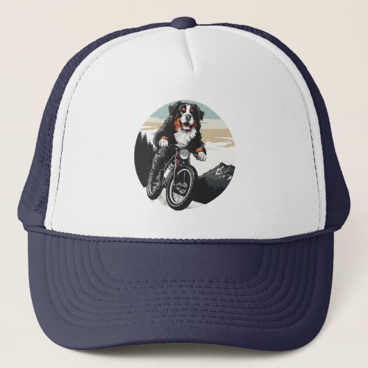 Berner Mountain Dog Riding A Mountain Bike Trucker Pet (Voorkant)