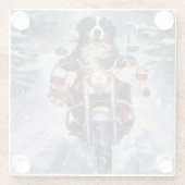 Berner Mountain Dog Riding Motorfiets Kerstmis Glazen Onderzetter (Achterkant)