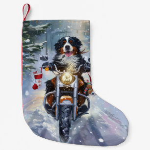 Berner Mountain Dog Riding Motorfiets Kerstmis Kleine Kerstsok
