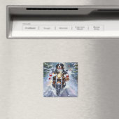 Berner Mountain Dog Riding Motorfiets Kerstmis Magneet (Insitu (Vaatwasser))