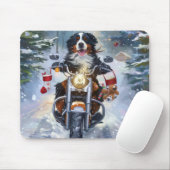 Berner Mountain Dog Riding Motorfiets Kerstmis Muismat (Met muis)