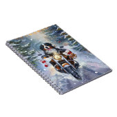 Berner Mountain Dog Riding Motorfiets Kerstmis Notitieboek (Rechterzijde)