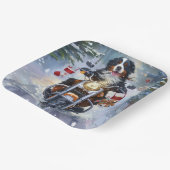 Berner Mountain Dog Riding Motorfiets Kerstmis Papieren Bordje (Gebogen)