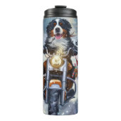 Berner Mountain Dog Riding Motorfiets Kerstmis Thermosbeker (Voorkant)