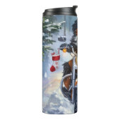 Berner Mountain Dog Riding Motorfiets Kerstmis Thermosbeker (Gedraaid links)