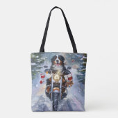 Berner Mountain Dog Riding Motorfiets Kerstmis Tote Bag (Achterkant)