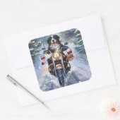 Berner Mountain Dog Riding Motorfiets Kerstmis Vierkante Sticker (Envelop)