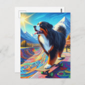 Berner Mountain Dog Skateboarden Briefkaart (Voorkant / Achterkant)