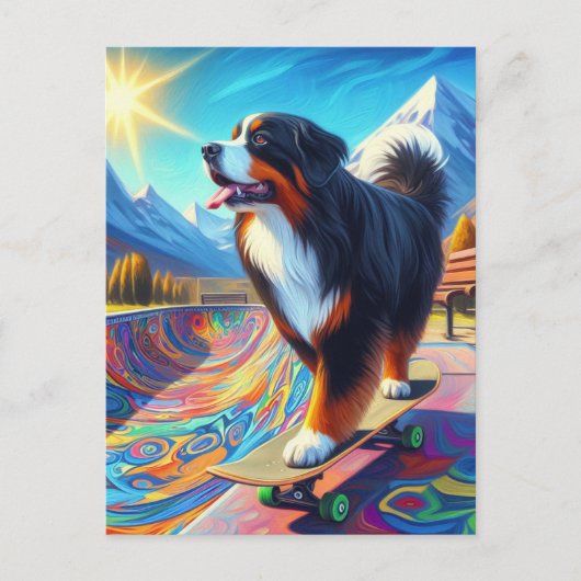 Berner Mountain Dog Skateboarden Briefkaart (Voorkant)