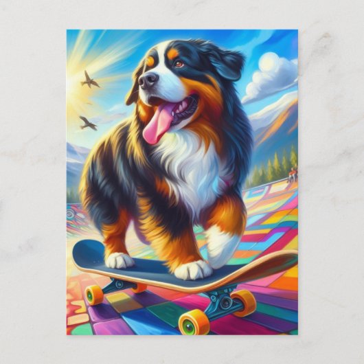 Berner Mountain Dog Skateboarden Briefkaart (Voorkant)