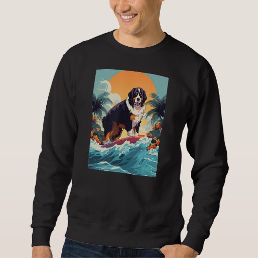 Berner Mountain Dog Surfen Grappig strand Trui (Voorkant)