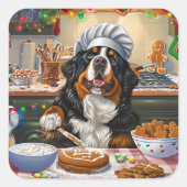 Berner Mountain Holiday Baking: Feestelijke Kerst Vierkante Sticker (Voorkant)
