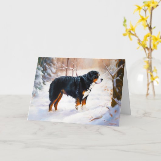 Berner Mountain liet het sneeuwen Kerstmis Kaart (Gele Bloem)