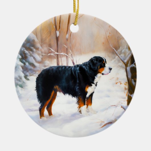 Berner Mountain liet het sneeuwen Kerstmis Keramisch Ornament (Voorkant)