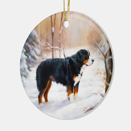 Berner Mountain liet het sneeuwen Kerstmis Keramisch Ornament (Links)
