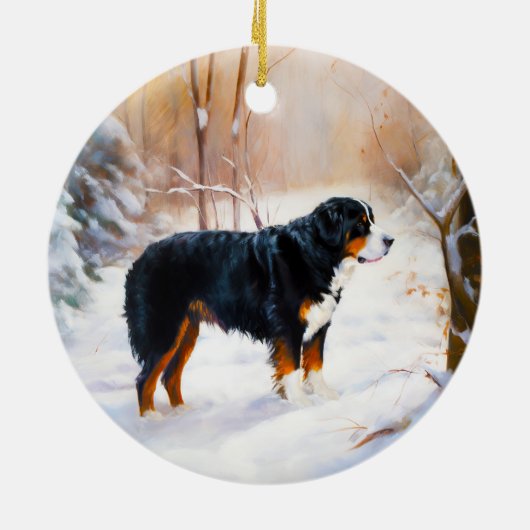 Berner Mountain liet het sneeuwen Kerstmis Keramisch Ornament (Achterkant)