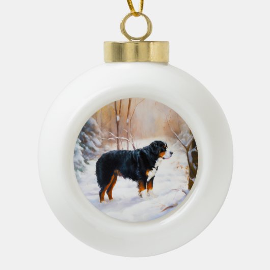 Berner Mountain liet het sneeuwen Kerstmis Keramische Bal Ornament (Voorkant)