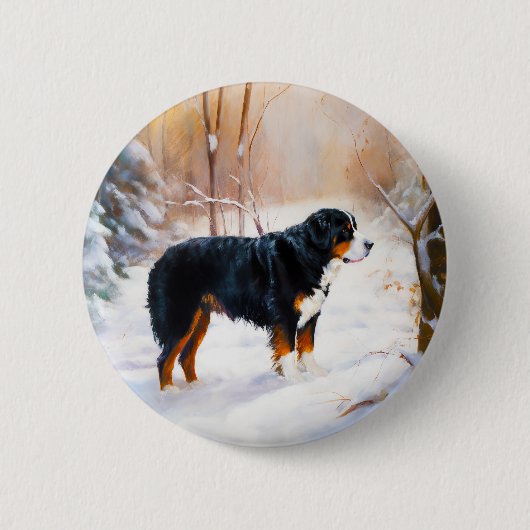 Berner Mountain liet het sneeuwen Kerstmis Ronde Button 5,7 Cm (Voorkant)