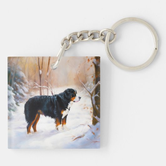 Berner Mountain liet het sneeuwen Kerstmis Sleutelhanger (Achterkant)