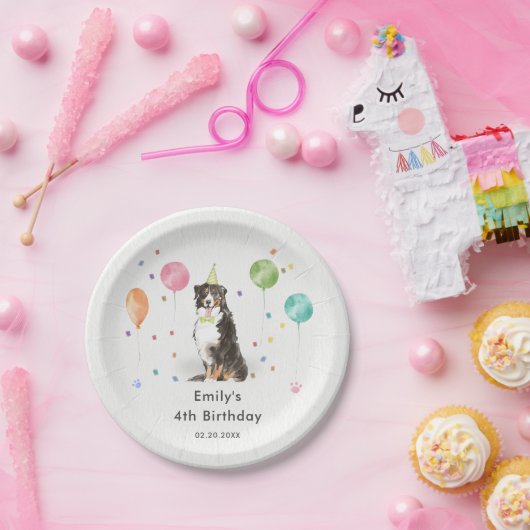 Berner Mountain Puppy Dog Kids Verjaardagsfeestje Papieren Bordje (Feest)