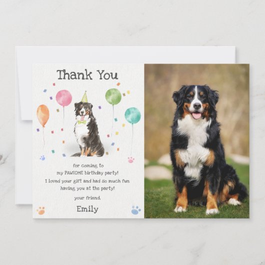 Berner Mountain Puppy Dog Verjaardag Dank u kaart (Voorkant)