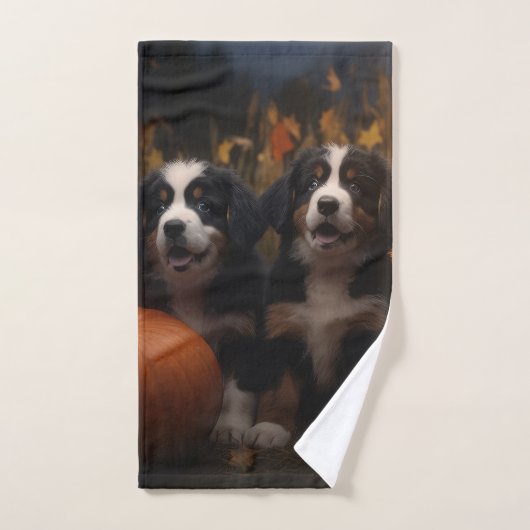 Berner Mountain Puppy Herfst Delight Pompoen Bad Handdoek (Handdoek)