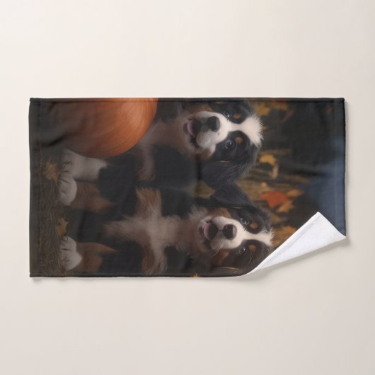 Berner Mountain Puppy Herfst Delight Pompoen Bad Handdoek (Handdoek)