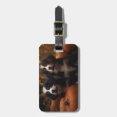 Berner Mountain Puppy Herfst Delight Pompoen Bagagelabel (Voorkant verticaal)