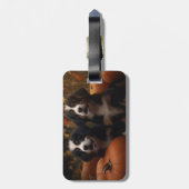 Berner Mountain Puppy Herfst Delight Pompoen Bagagelabel (Achterkant verticaal)