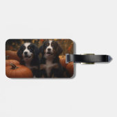 Berner Mountain Puppy Herfst Delight Pompoen Bagagelabel (Achterkant horizontaal)