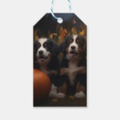Berner Mountain Puppy Herfst Delight Pompoen Cadeaulabel (Voorkant)