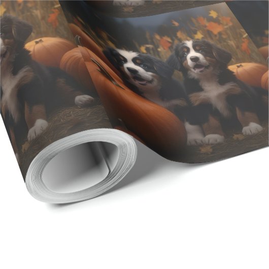 Berner Mountain Puppy Herfst Delight Pompoen Cadeaupapier (Rol Hoek)