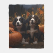 Berner Mountain Puppy Herfst Delight Pompoen Fleece Deken (Voorkant)