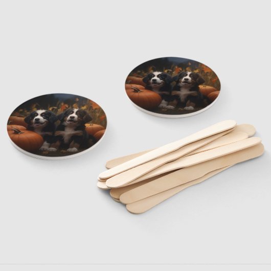 Berner Mountain Puppy Herfst Delight Pompoen Handwaaier (Niet-gemonteerd)