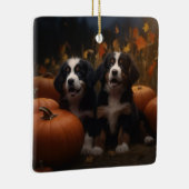 Berner Mountain Puppy Herfst Delight Pompoen Keramisch Ornament (Rechts)