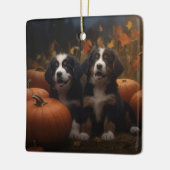 Berner Mountain Puppy Herfst Delight Pompoen Keramisch Ornament (Links)