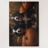 Berner Mountain Puppy Herfst Delight Pompoen Legpuzzel (Verticaal)