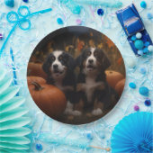 Berner Mountain Puppy Herfst Delight Pompoen Papieren Bordje (Feest)