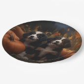 Berner Mountain Puppy Herfst Delight Pompoen Papieren Bordje (Gekanteld)