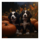 Berner Mountain Puppy Herfst Delight Pompoen Perfect Poster (Voorkant)