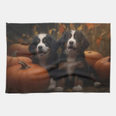 Berner Mountain Puppy Herfst Delight Pompoen Theedoek (Horizontaal)