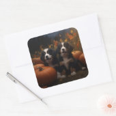 Berner Mountain Puppy Herfst Delight Pompoen Vierkante Sticker (Envelop)