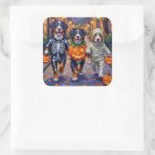 Berner Mountain Trick-or-Treating tijdens Hallowee Vierkante Sticker (Tas)