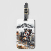 Berner mountainbike in de bergen bagagelabel (Voorkant (verticaal))